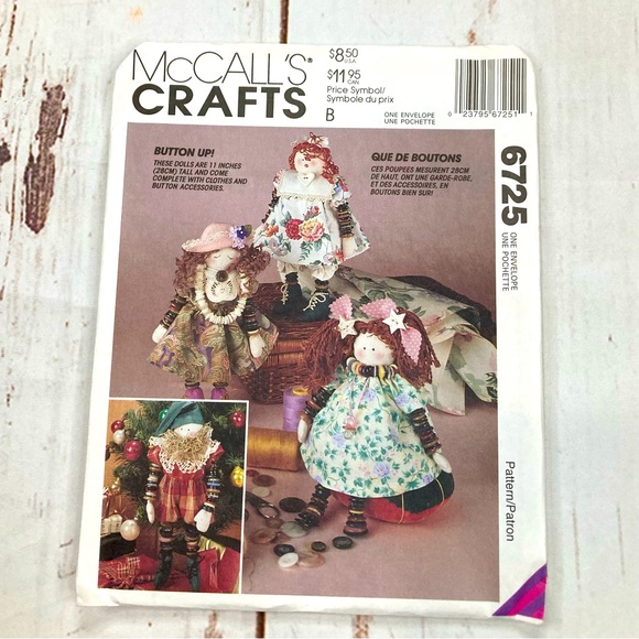 McCall’s #6725 Button Up! Craft Patterns Vintage 1993 DIY - Picture 1 of 11